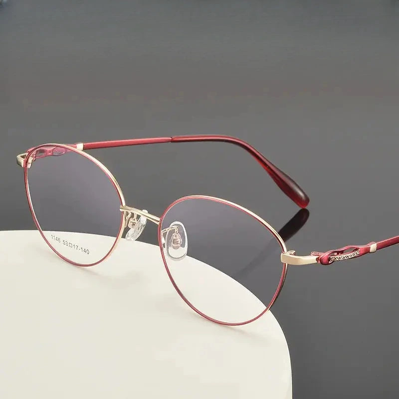 Women's Oval Full Rim Alloy Prescription Glasses 661146 — view 1 | Rx Spectacle
