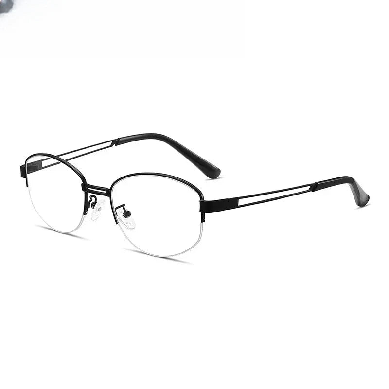 Unisex Oval Semi-Rimless Titanium Prescription Glasses 202406 — view 3 | Rx Spectacle