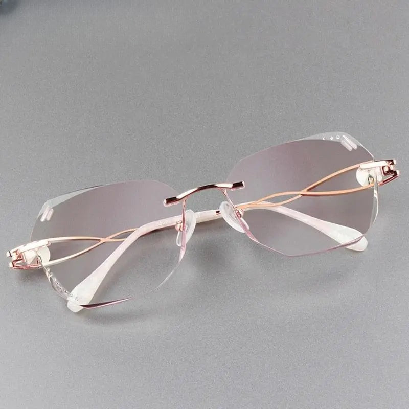 Women's Square Rimless Titanium Prescription Glasses 88023 — view 3 | Rx Spectacle