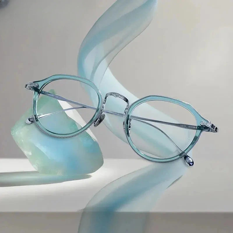 Unisex Oval Full Rim Titanium Flat Top Prescription Glasses 92209 — view 1 | Rx Spectacle