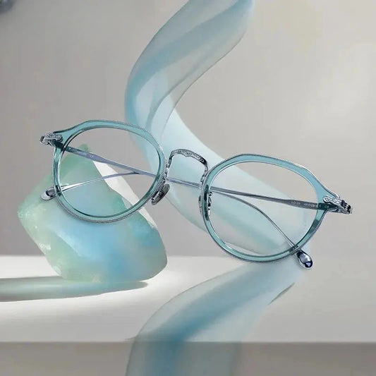 Unisex Oval Full Rim Titanium Flat Top Prescription Glasses 92209 — view 1 | Rx Spectacle