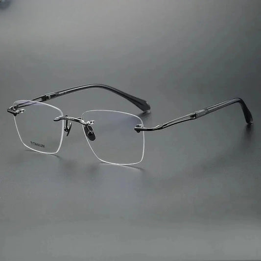 Unisex Square Rimless Titanium Prescription Glasses 880958 — view 1 | Rx Spectacle