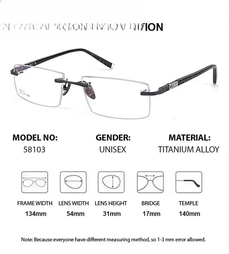 Women's Square Rimless Titanium Prescription Glasses 883644 — view 3 | Rx Spectacle
