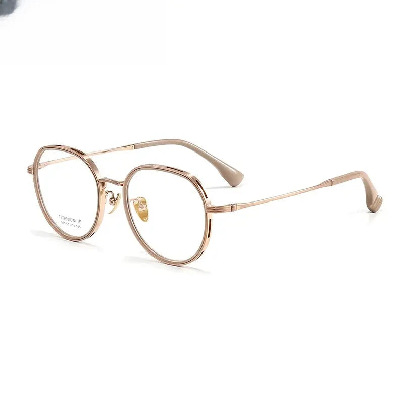 Women's Round Full Rim Titanium Flat Top Prescription Glasses 64965 — view 5 | Rx Spectacle
