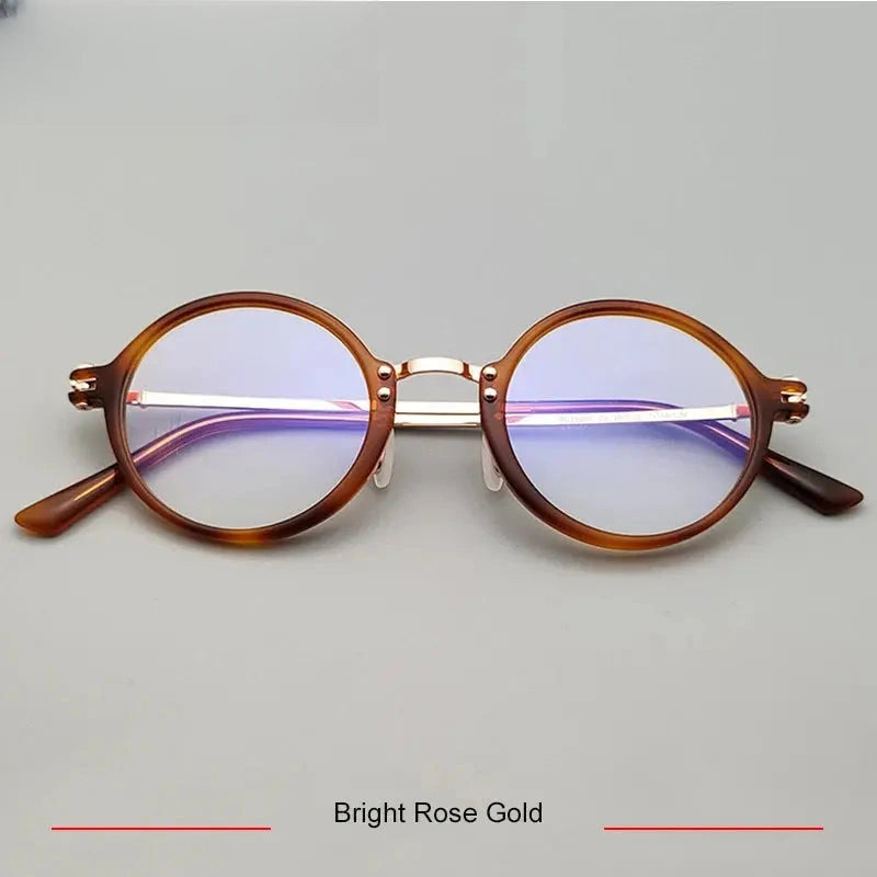 Unisex Round Full Rim Titanium Prescription Glasses 45866 — view 4 | Rx Spectacle