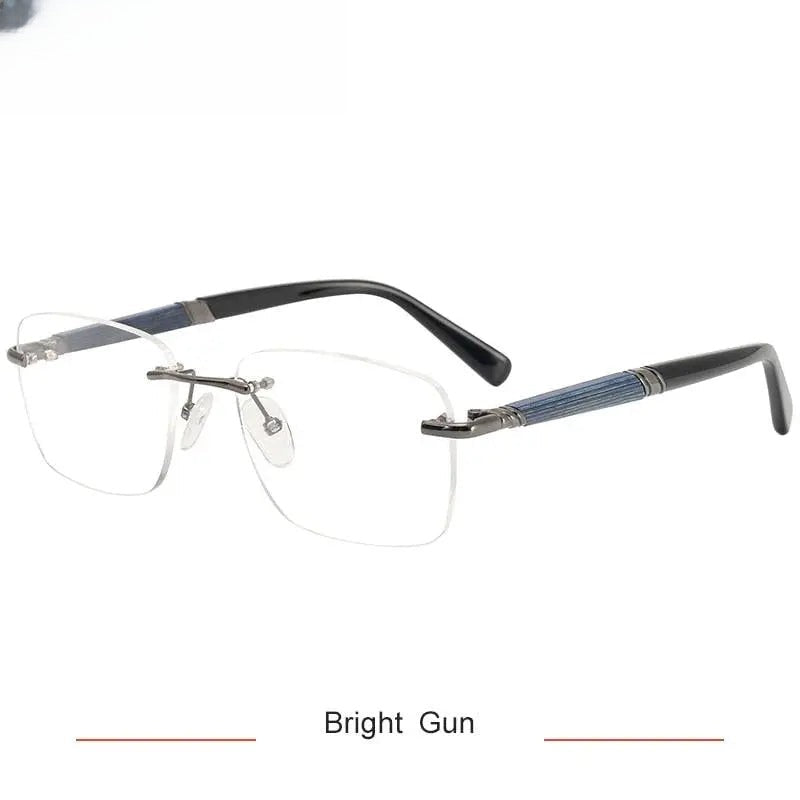 Unisex Square Rimless Titanium Prescription Glasses Ls01 — view 4 | Rx Spectacle