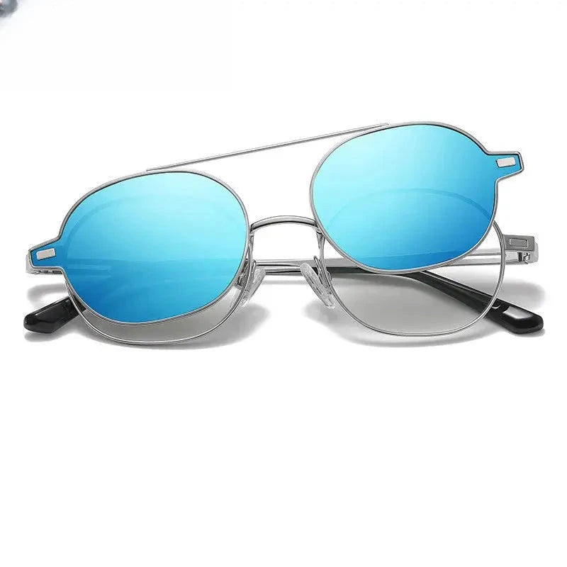 Unisex Oval Full Rim Alloy Clip-On Prescription Glasses 8802 — view 9 | Rx Spectacle