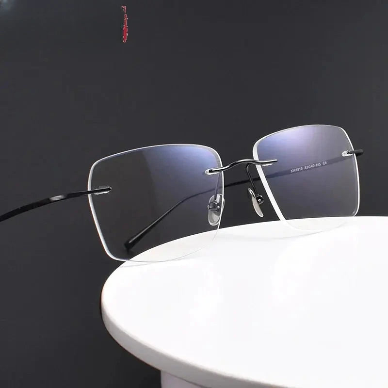Women's Square Rimless Titanium Prescription Glasses 881819 — view 1 | Rx Spectacle