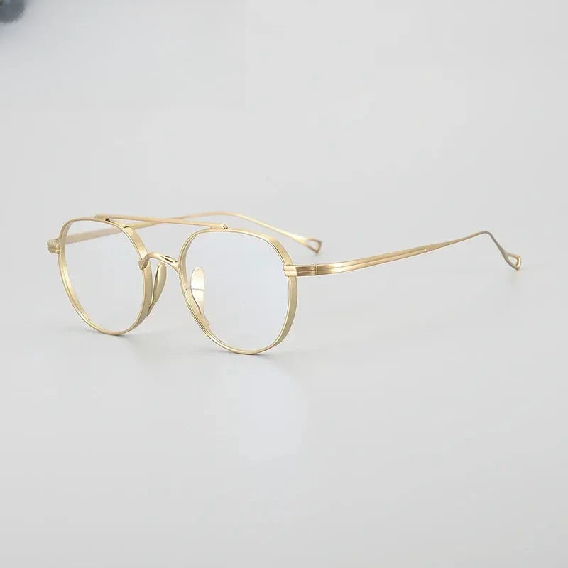 Unisex Polygon Full Rim Titanium Double Bridge Prescription Glasses 1477 — view 7 | Rx Spectacle