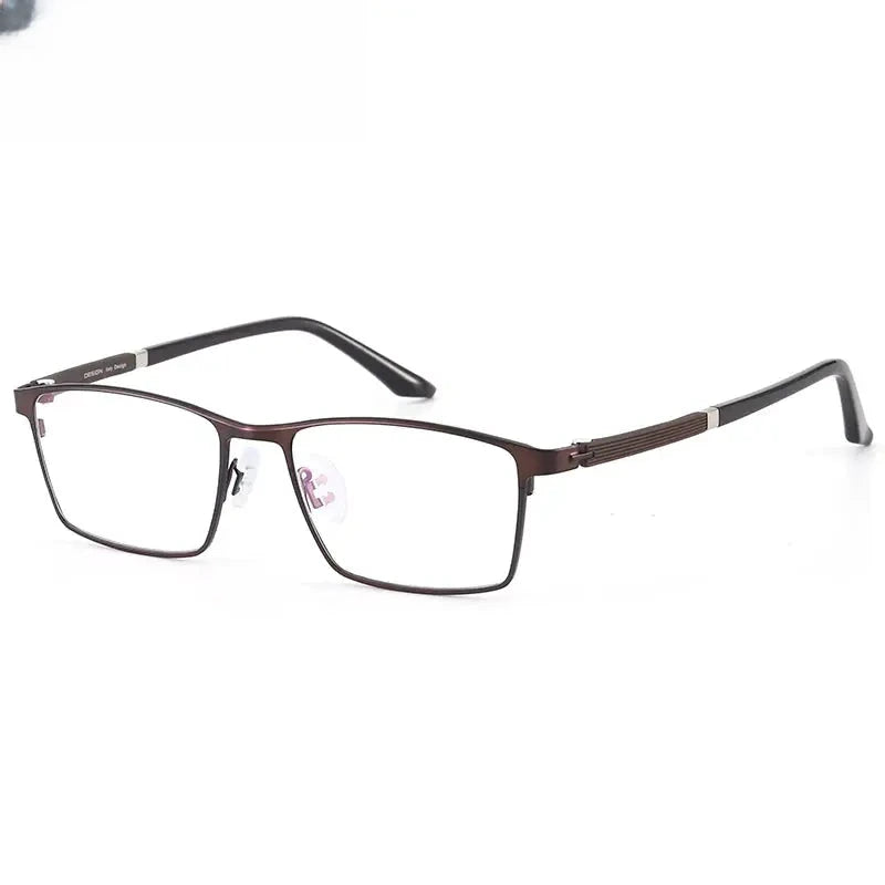 Men's Square Full Rim Stainless Steel Prescription Glasses 94931 — view 3 | Rx Spectacle