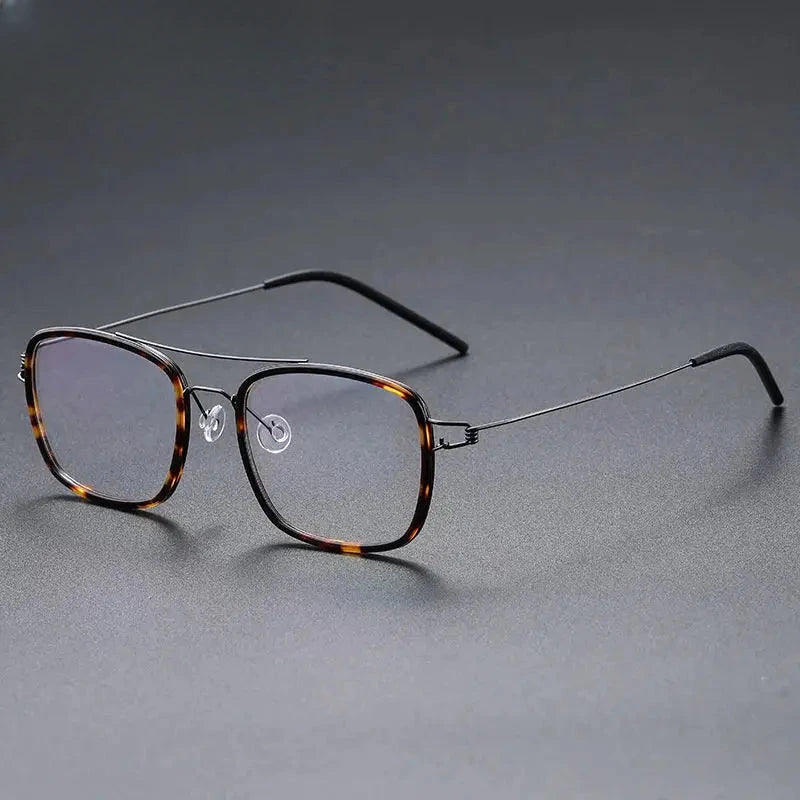 Women's Square Full Rim Titanium Double Bridge Prescription Glasses 51138 — view 6 | Rx Spectacle