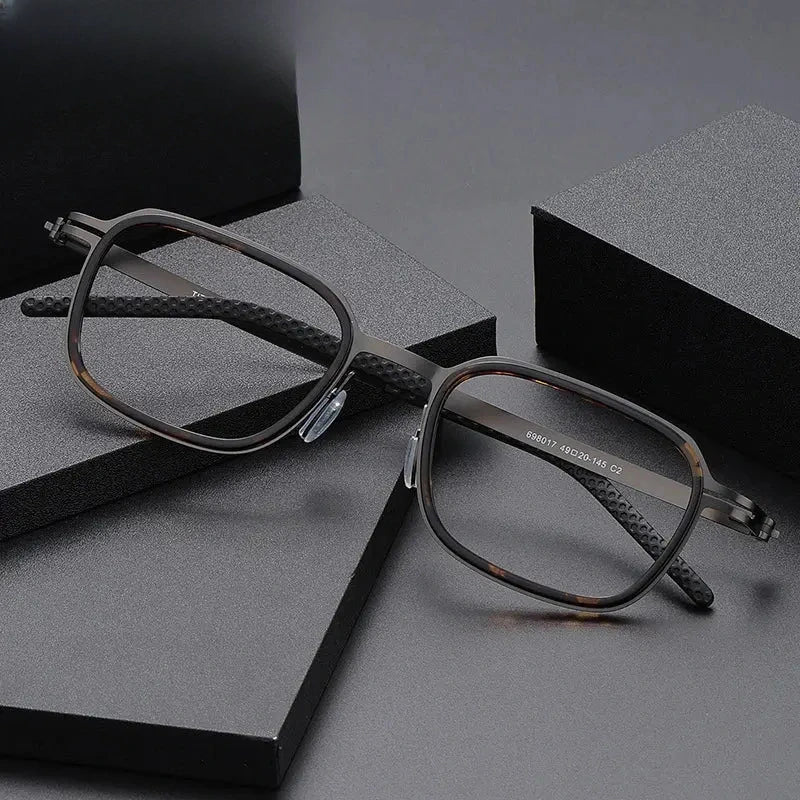 Men's Square Full Rim Titanium Oversized Prescription Glasses 698017 — view 1 | Rx Spectacle