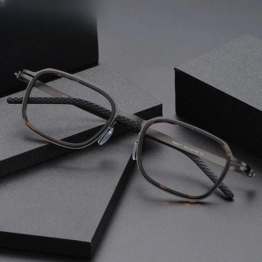 Men's Square Full Rim Titanium Oversized Prescription Glasses 698017 — view 1 | Rx Spectacle