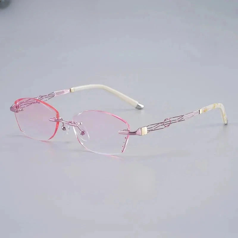 Women's Oval Rimless Titanium Prescription Glasses 658072 — view 4 | Rx Spectacle