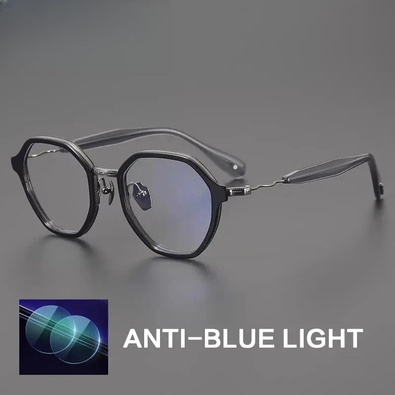 Unisex Polygon Full Rim Titanium Prescription Glasses 892505 — view 5 | Rx Spectacle