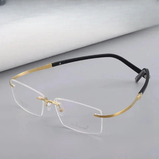 Unisex Rectangular Rimless Titanium Screwless Prescription Glasses 2952 — view 1 | Rx Spectacle