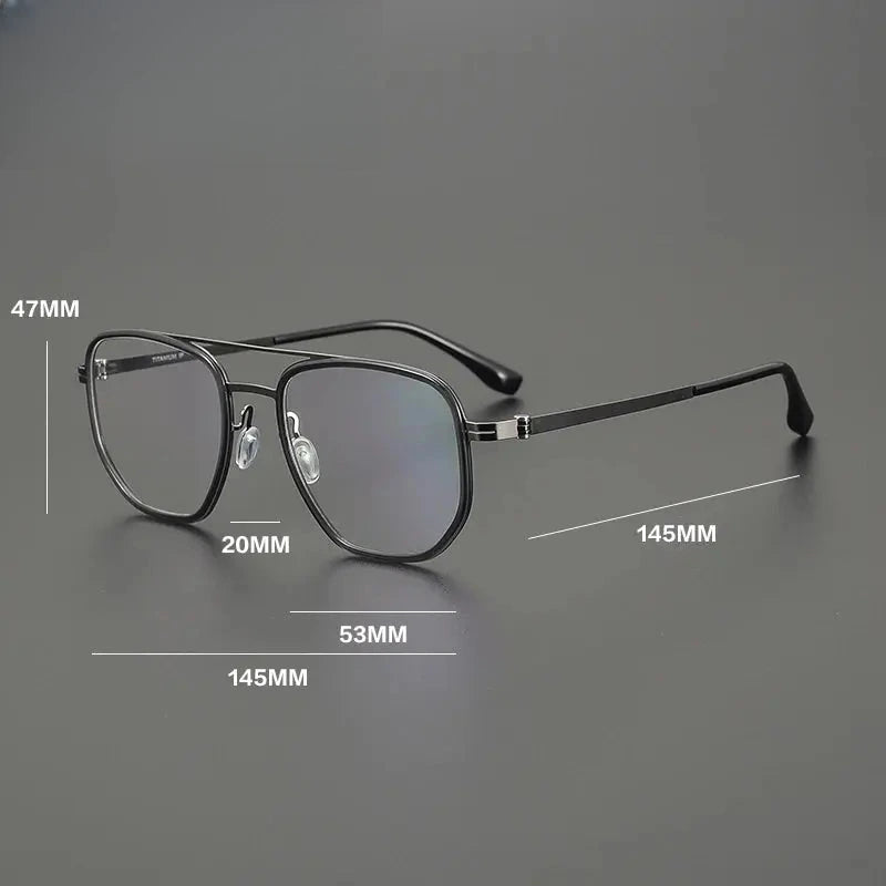 Unisex Square Full Rim Titanium Double Bridge Prescription Glasses 31567 — view 2 | Rx Spectacle