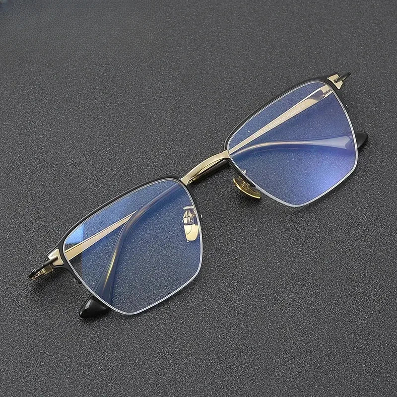 Unisex Polygon Semi-Rimless Titanium Oversized Prescription Glasses 881485 — view 1 | Rx Spectacle