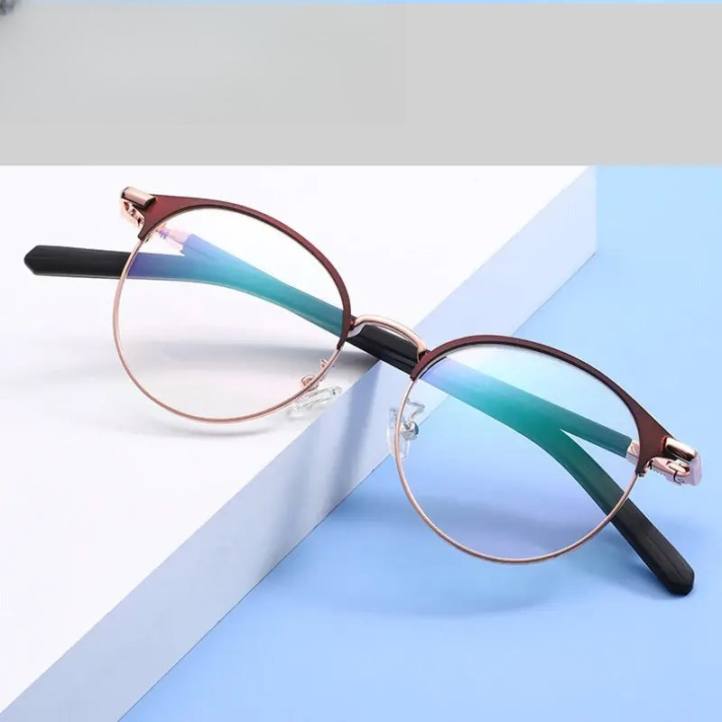 Women's Round Full Rim Stainless Steel Prescription Glasses 78216 — view 1 | Rx Spectacle
