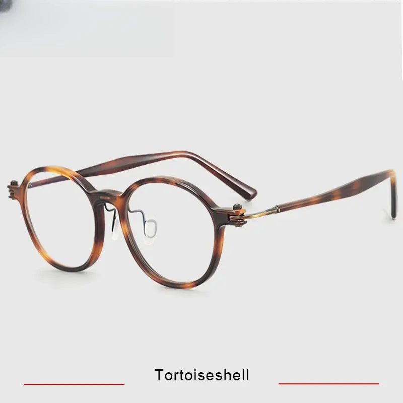 Unisex Round Full Rim Titanium Prescription Glasses 45883 — view 3 | Rx Spectacle