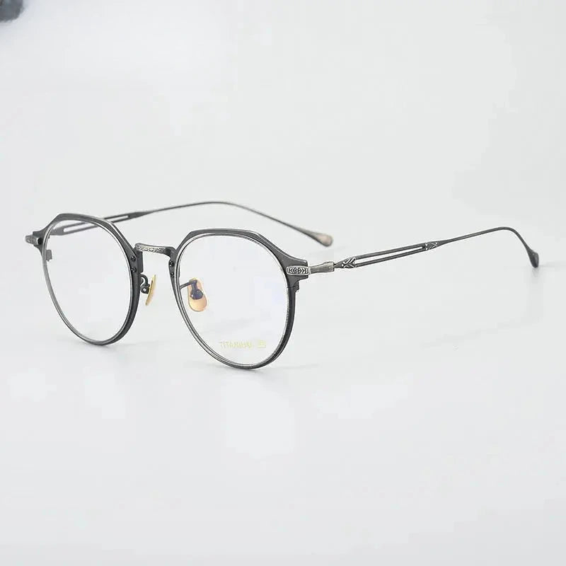 Unisex Polygon Full Rim Titanium Prescription Glasses 871061 — view 3 | Rx Spectacle