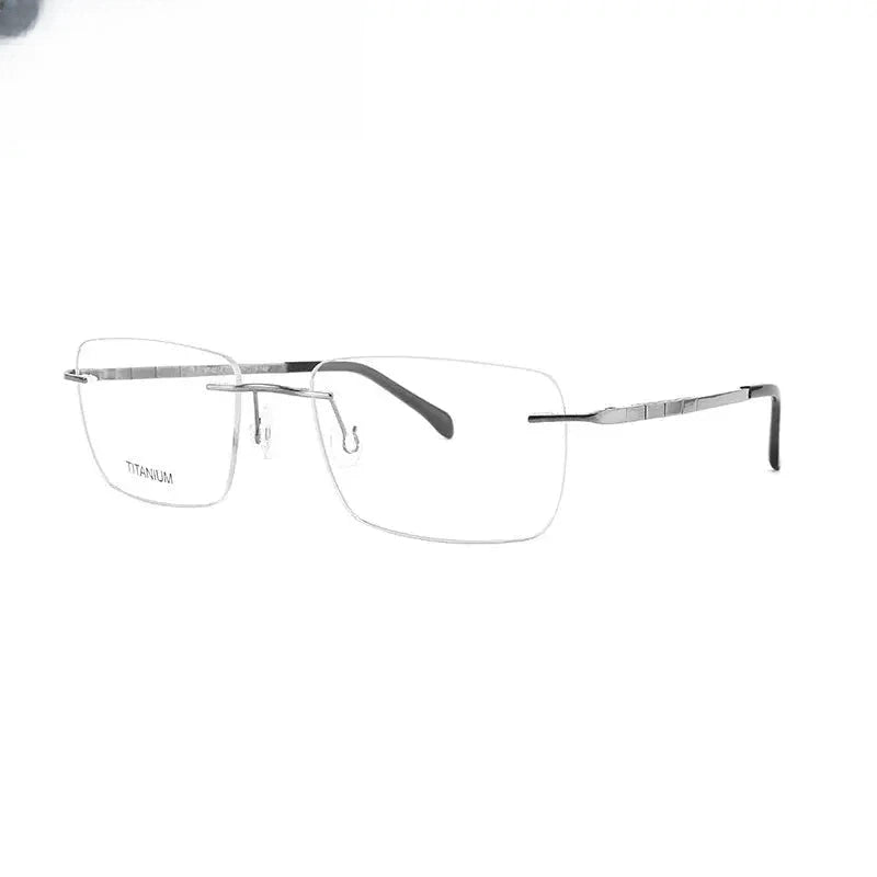 Unisex Square Rimless Titanium Prescription Glasses 409014 — view 5 | Rx Spectacle