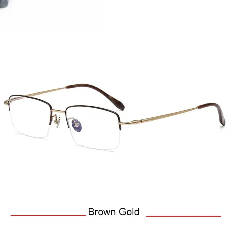 Men's Square Semi-Rimless Titanium Oversized Prescription Glasses 316088 — view 3 | Rx Spectacle