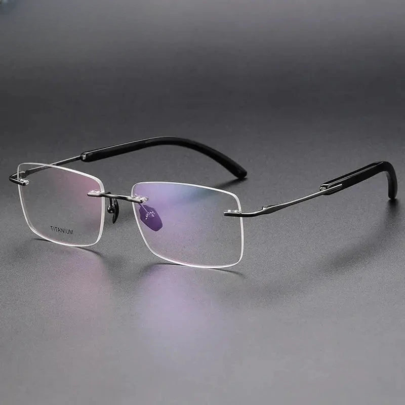Men's Square Rimless Titanium Prescription Glasses 921029 — view 3 | Rx Spectacle
