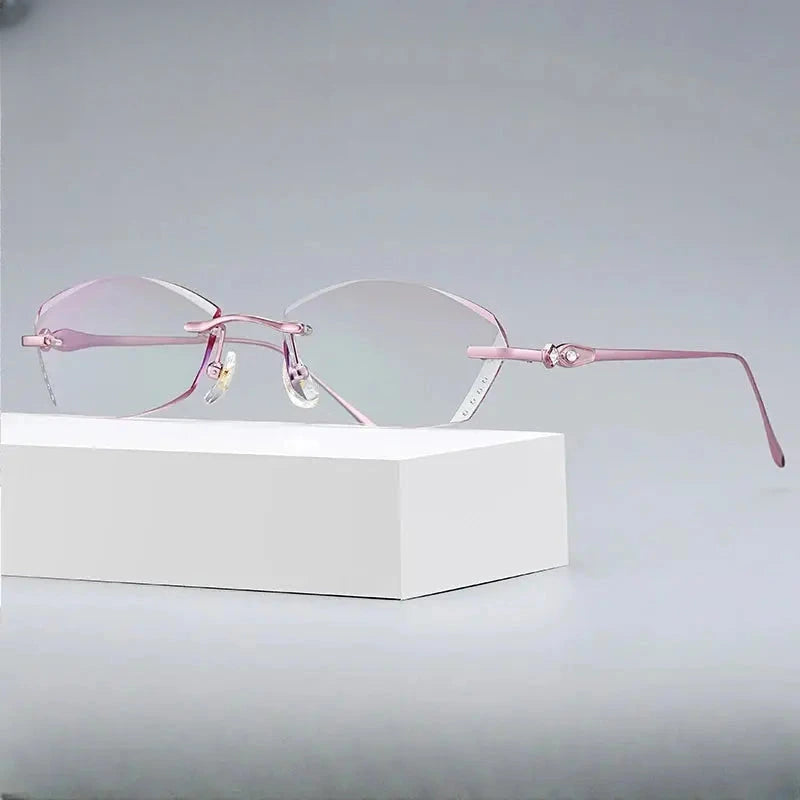 Women's Square Rimless Titanium Prescription Glasses 698037 — view 5 | Rx Spectacle
