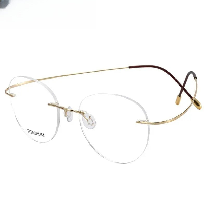 Unisex Round Rimless Titanium Prescription Glasses 16017 — view 11 | Rx Spectacle