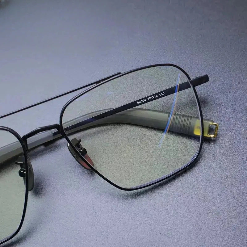 Men's Square Full Rim Titanium Double Bridge Prescription Glasses t2 — view 2 | Rx Spectacle
