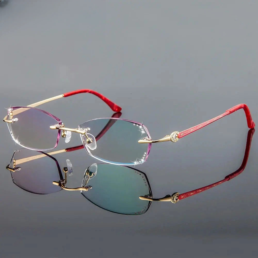 Women's Oval Rimless Titanium Prescription Glasses 882890 — view 1 | Rx Spectacle