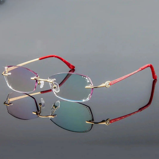 Women's Oval Rimless Titanium Prescription Glasses 882890 — view 1 | Rx Spectacle