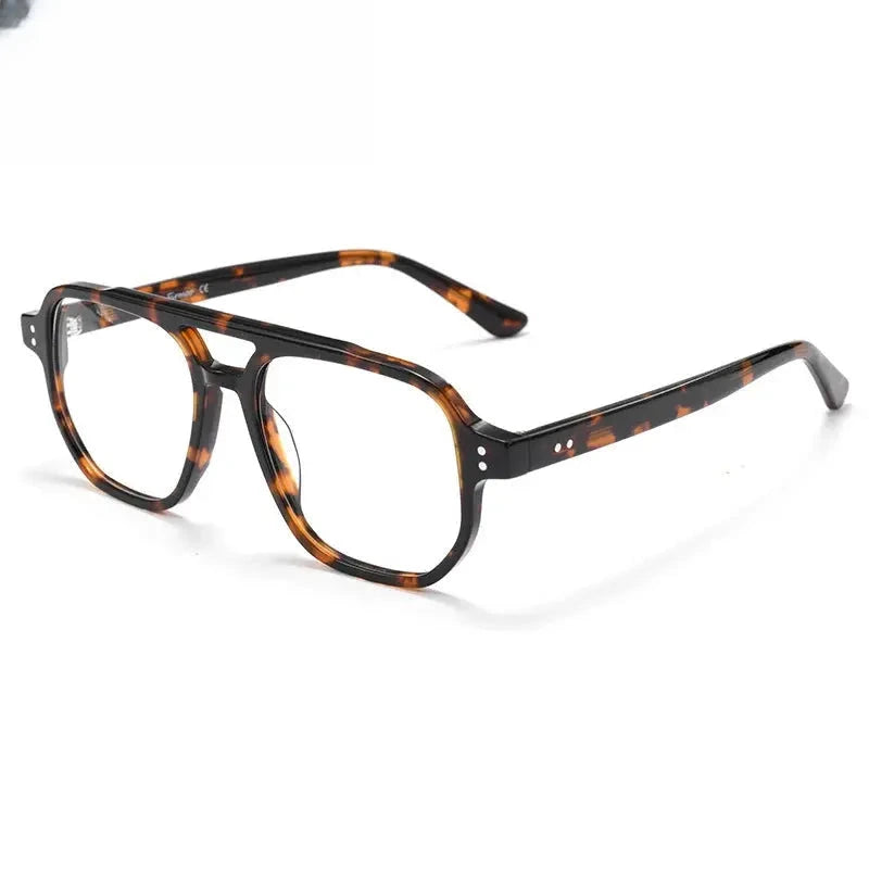 Men's Square Full Rim Acetate Double Bridge Prescription Glasses 671001 — view 4 | Rx Spectacle