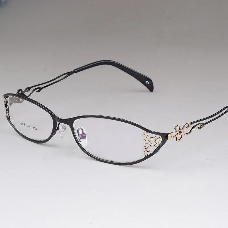 Women's Cat Eye Full Rim Stainless Steel Prescription Glasses 8107 — view 1 | Rx Spectacle