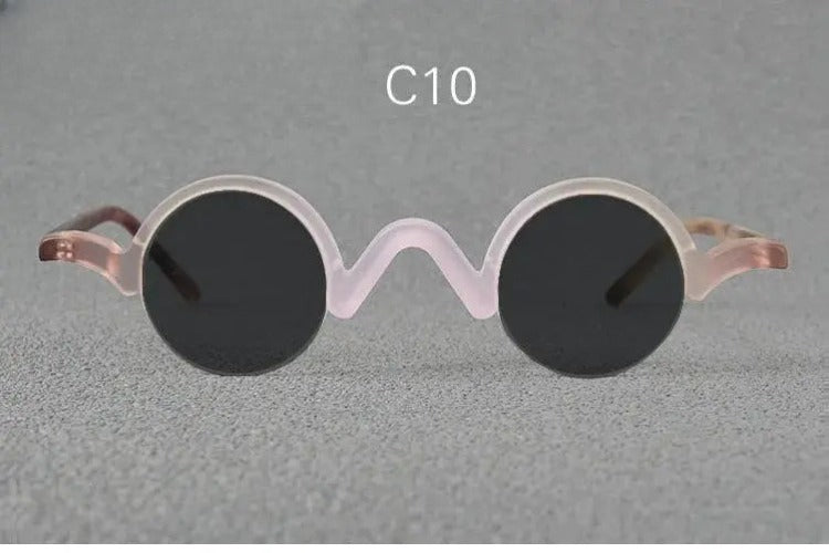 Unisex Round Semi-Rimless Acetate Prescription Glasses — view 16 | Rx Spectacle