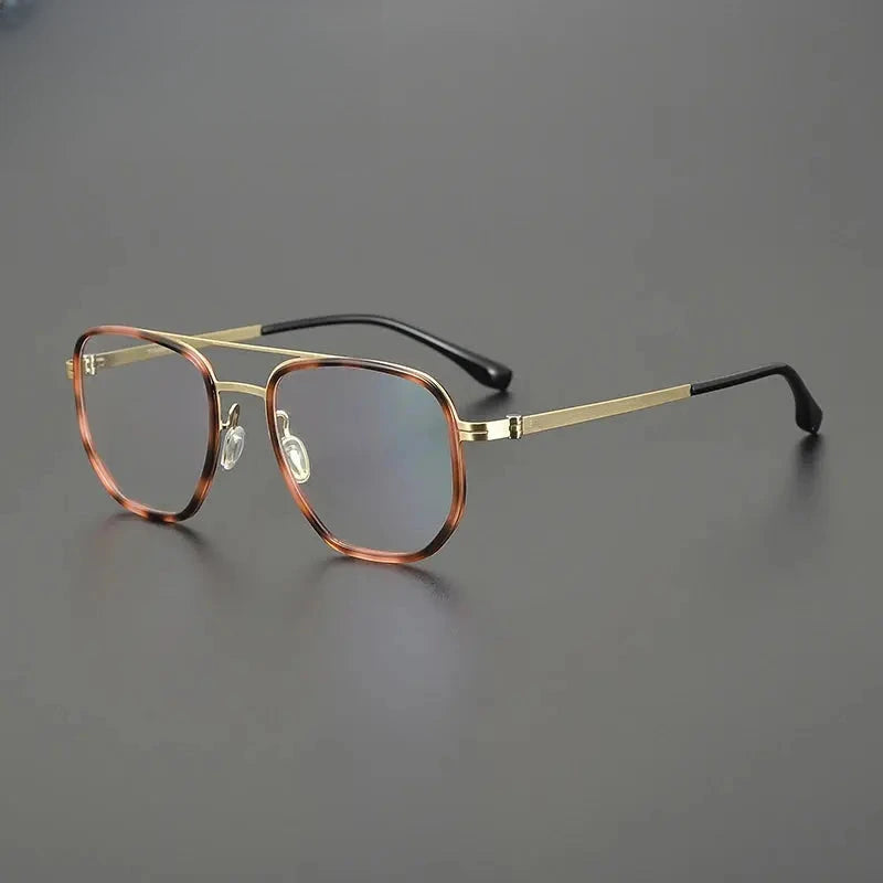Unisex Square Full Rim Titanium Double Bridge Prescription Glasses 31567 — view 6 | Rx Spectacle