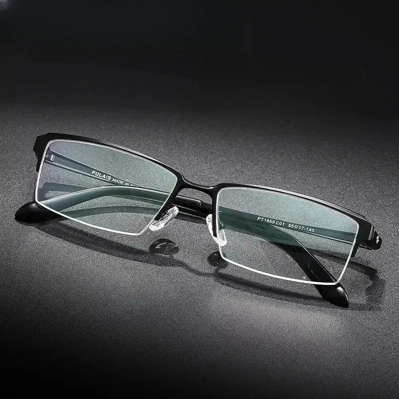 Unisex Square Semi-Rimless Titanium Prescription Glasses 611850 — view 9 | Rx Spectacle