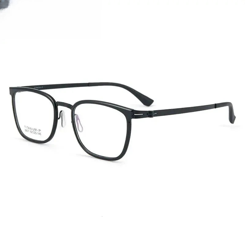 Unisex Square Full Rim Titanium Prescription Glasses 8807 — view 10 | Rx Spectacle