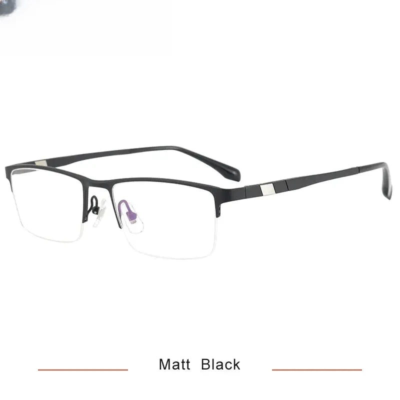 Unisex Square Semi-Rimless Titanium Prescription Glasses 30279 — view 4 | Rx Spectacle