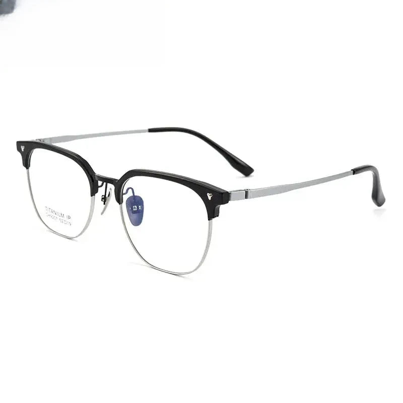Unisex Square Full Rim Titanium Prescription Glasses 9207 — view 7 | Rx Spectacle