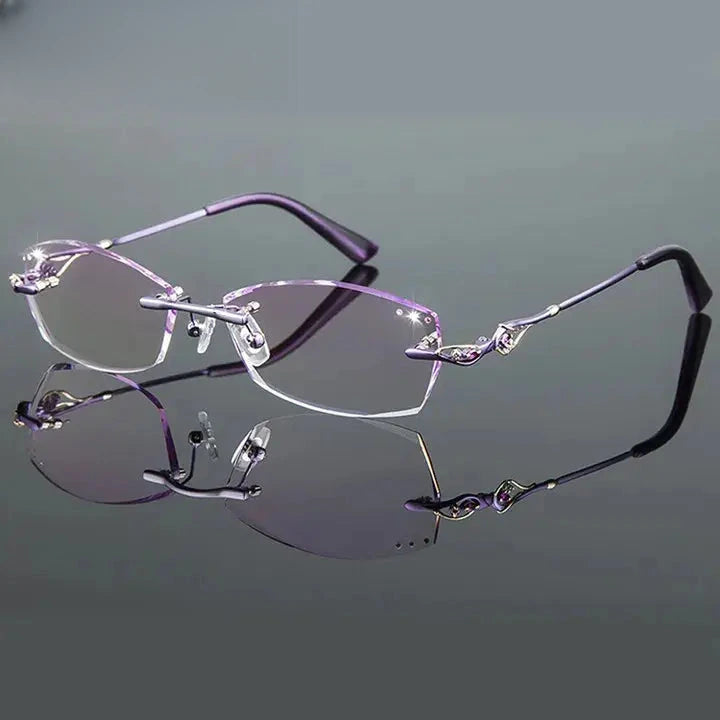 Women's Oval Rimless Titanium Prescription Glasses 80157 — view 2 | Rx Spectacle