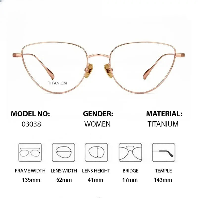 Women's Cat Eye Full Rim Titanium Prescription Glasses 603038 — view 2 | Rx Spectacle