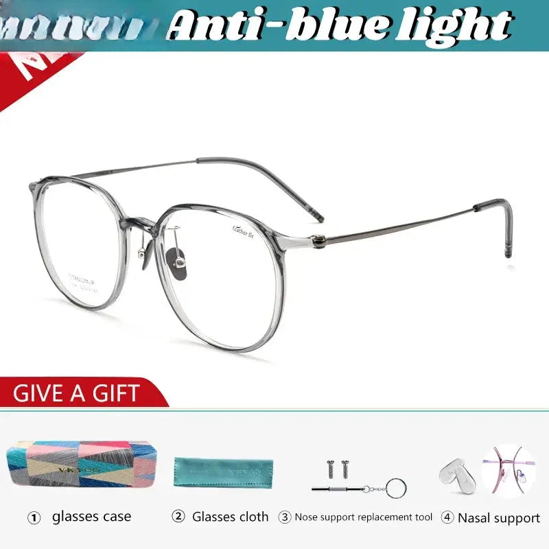 Women's Round Full Rim Titanium Reading Glasses 49104 — view 4 | Rx Spectacle