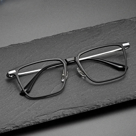 Men's Square Full Rim Titanium Reading Glasses 49306 — view 1 | Rx Spectacle