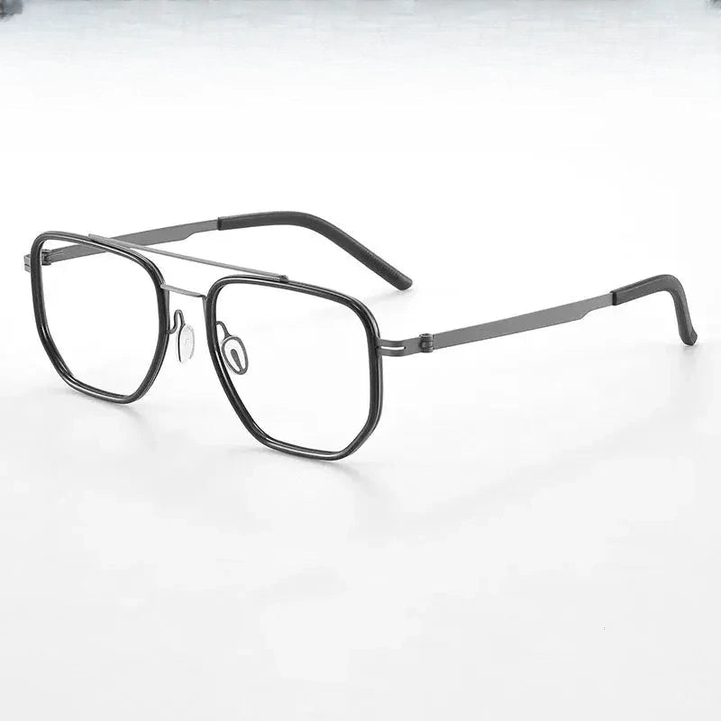 Men's Square Full Rim Titanium Double Bridge Prescription Glasses 21797 — view 1 | Rx Spectacle