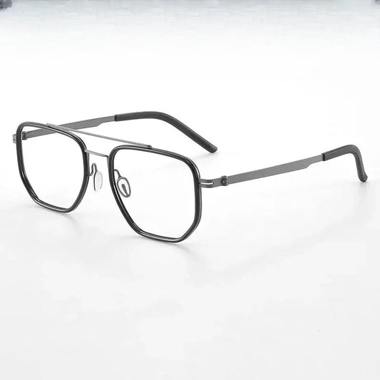 Men's Square Full Rim Titanium Double Bridge Prescription Glasses 217900 — view 1 | Rx Spectacle