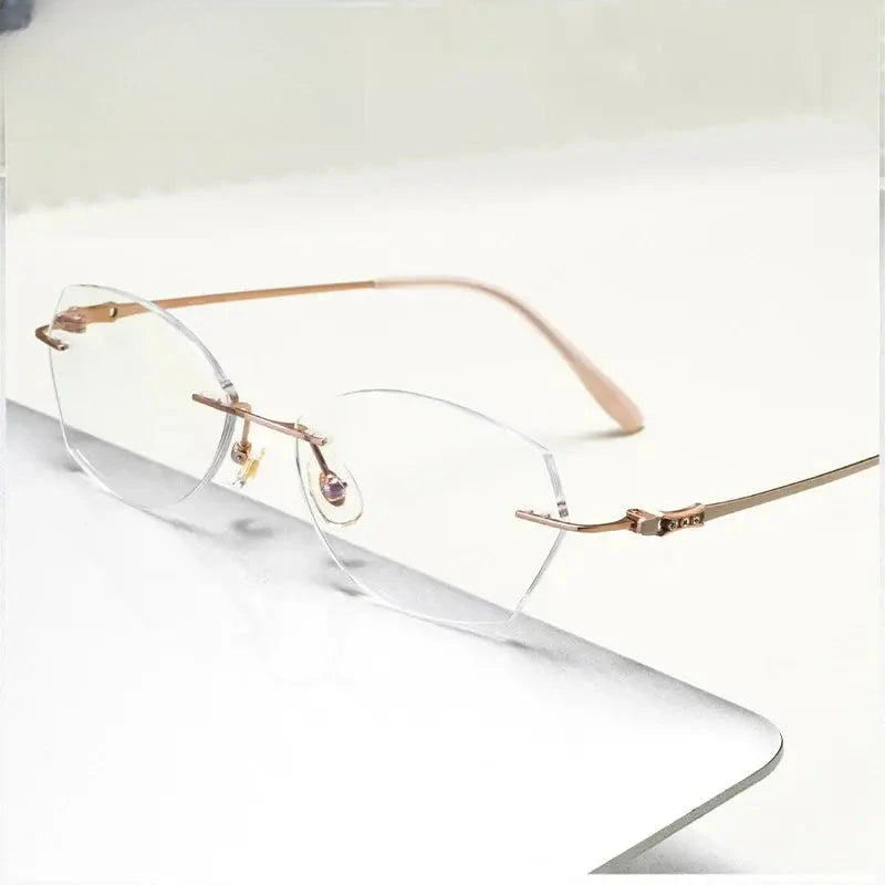 Women's Butterfly Rimless Titanium Prescription Glasses 416009 — view 1 | Rx Spectacle