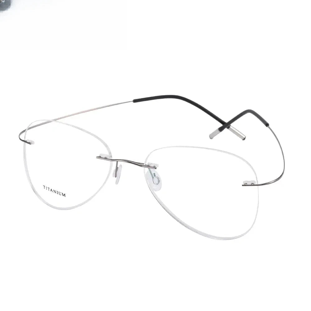 Unisex Oval Rimless Titanium Prescription Glasses 200024 — view 4 | Rx Spectacle
