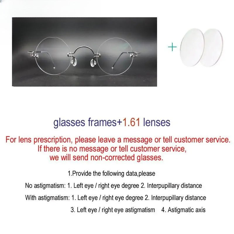 Unisex Round Rimless Stainless Steel Prescription Glasses Y017 — view 4 | Rx Spectacle